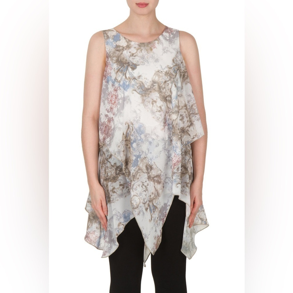 Silk Ruffle Asymmetrical Flowy Blouse Top Women’s size L